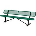 Global Equipment 8 ft. Outdoor Steel Bench with Backrest - Expanded Metal - Green 277155GN